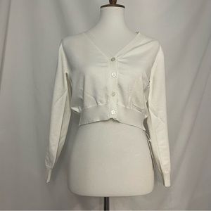 NWT Soft white cropped sweater sz L (runs very small, look at measurements)